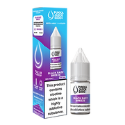 Packaging for Black Razz Breeze Pukka Juice 5000+ Nic Salt E-Liquid featuring a bottle illustration and flavor details.